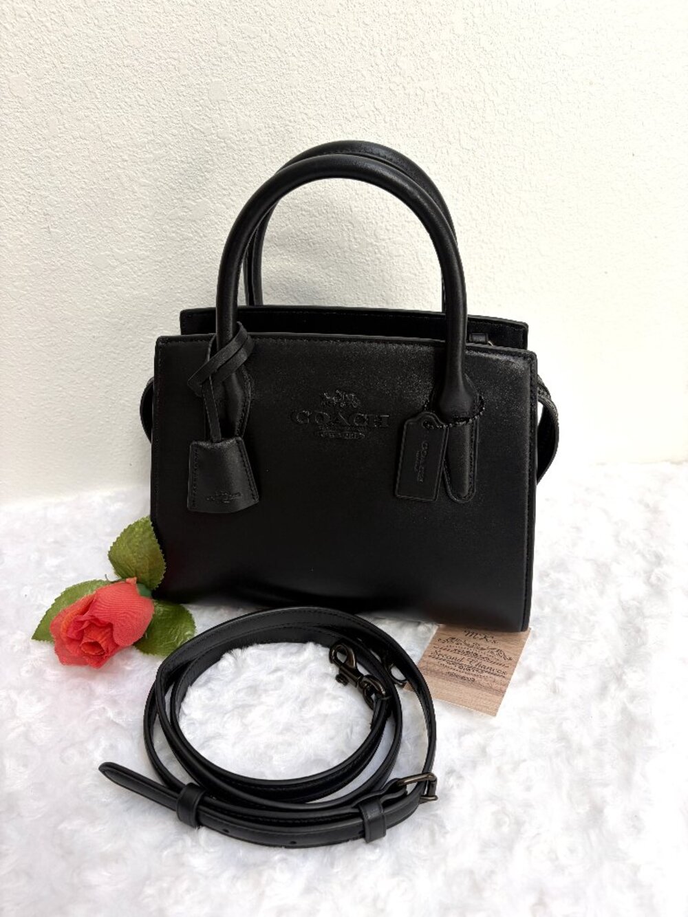 NWOT COACH Andrea Carryall Bag - Smooth Black Napa Leather - CP081 - MSRP $428